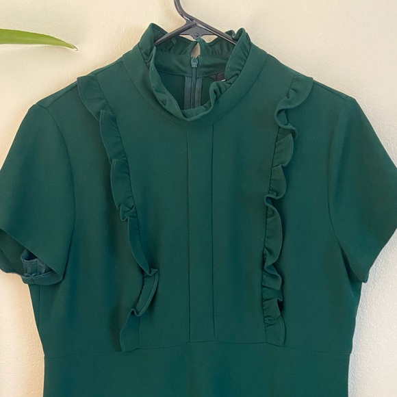 Zara Green Ruffle Mini Dress Large - Picture 7 of 8